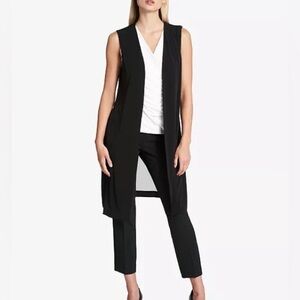 DKNY Chiffon Back Long Vest